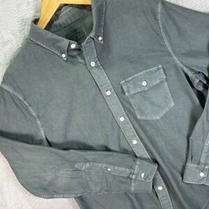 Abercrombie & Fitch Men's Button-Up Shirt Gray Washed Cotton‎ Long Sleeve Sz L